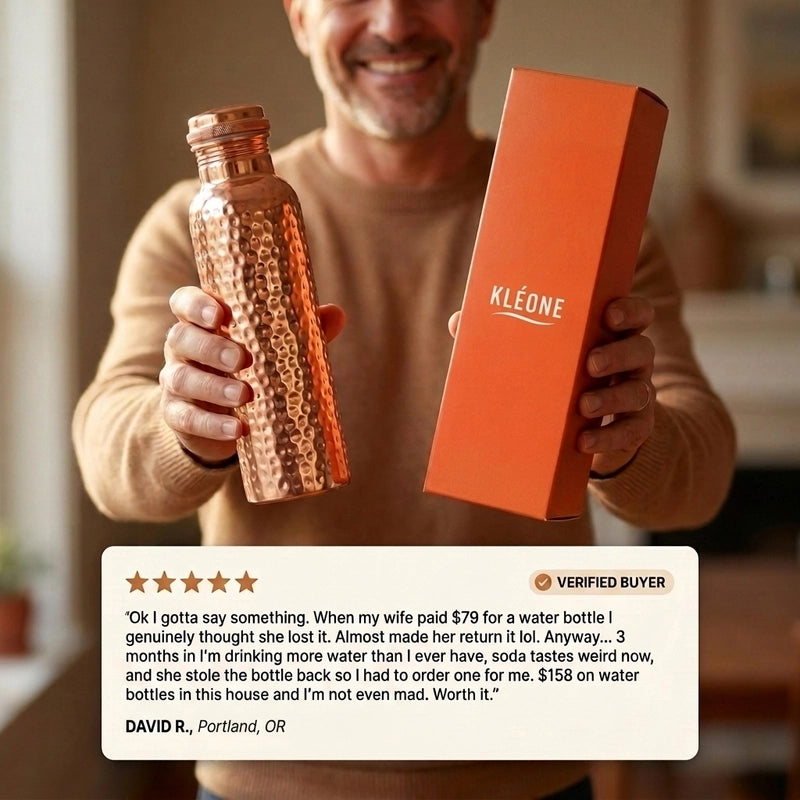 Hand-Hammered Pure Copper Water Bottle